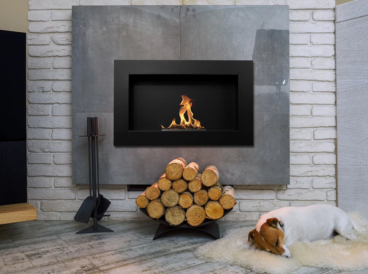Bioethanol Fireplace hanging 650x400 black structural matte
