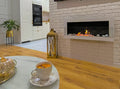Bioethanol Fireplace hanging with glass 900x400 white gloss