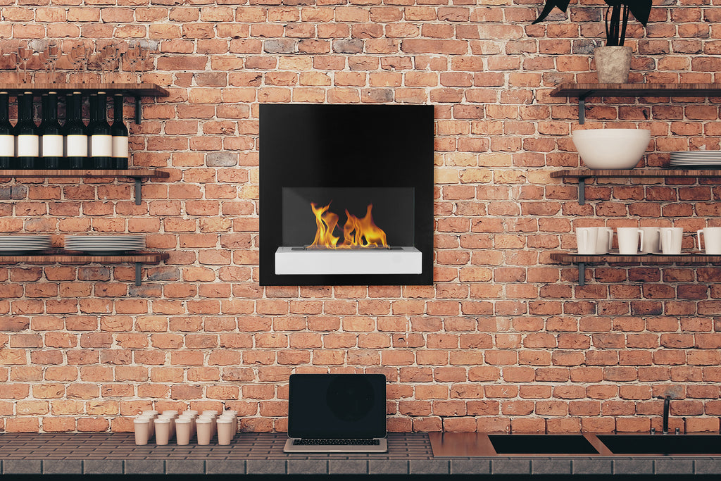 Board Wall-Mounted Bioethanol Fireplace – Black & White