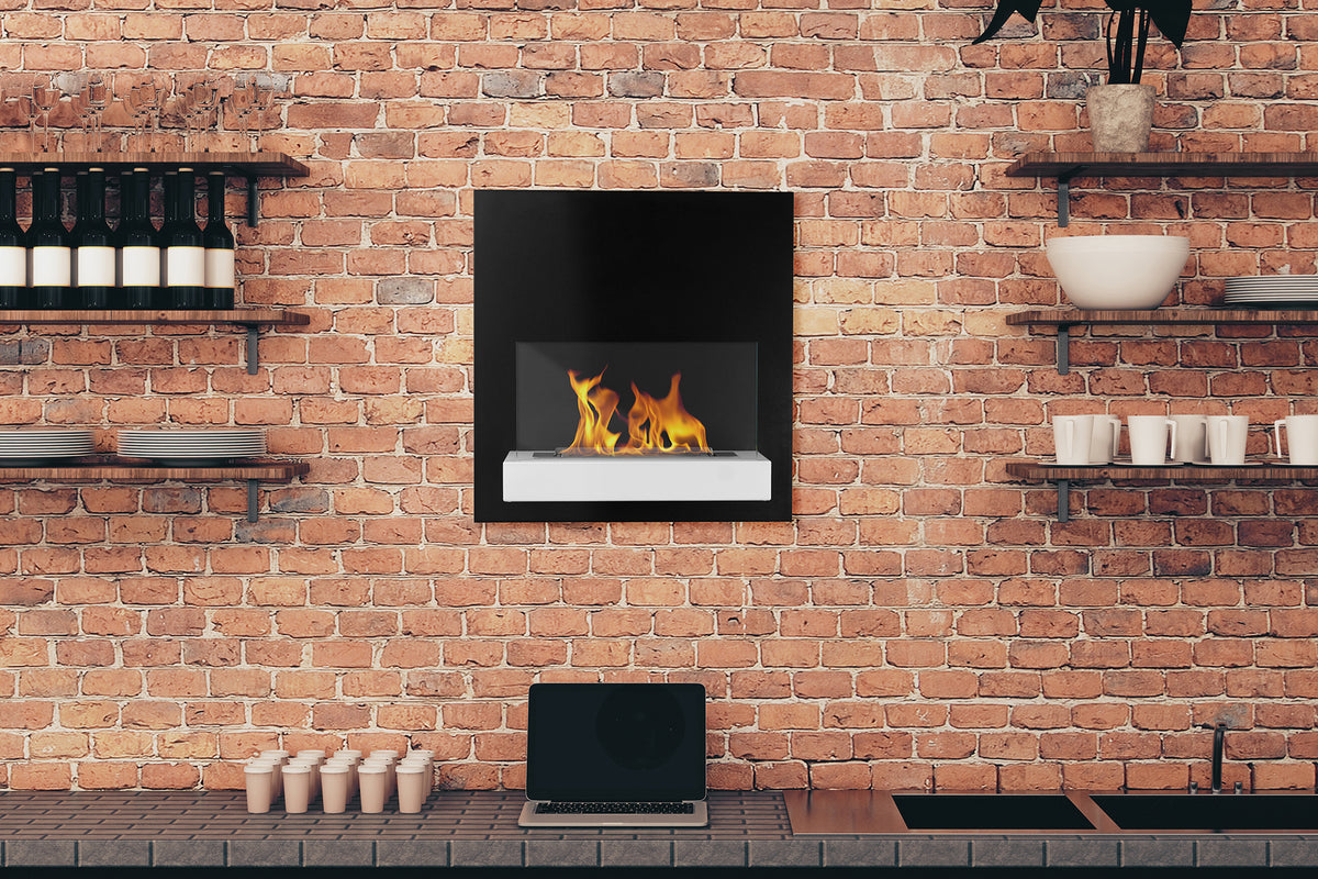 Board Wall-Mounted Bioethanol Fireplace – Black & White