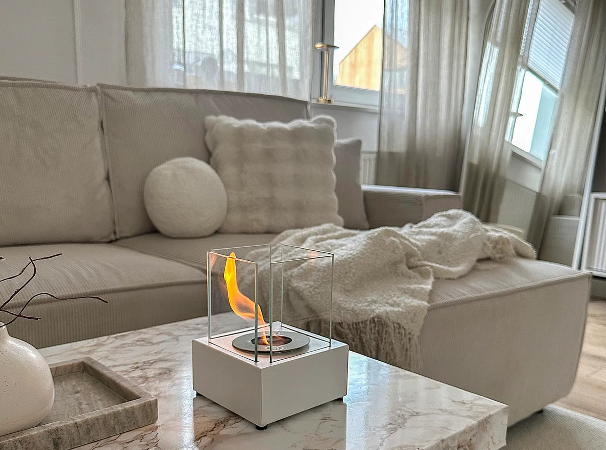 Smart Freestanding Bioethanol Fireplace – White