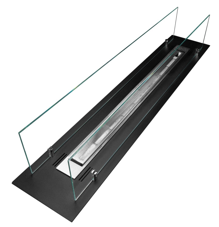 1000 Built-In Bioethanol Fireplace Insert with Glass – Black
