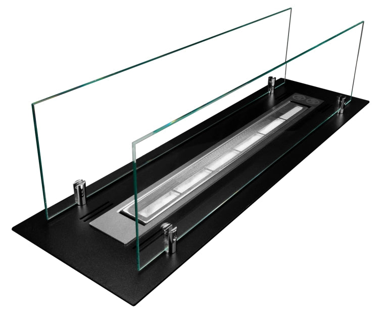 650 Built-In Bioethanol Fireplace Insert with Glass – Black