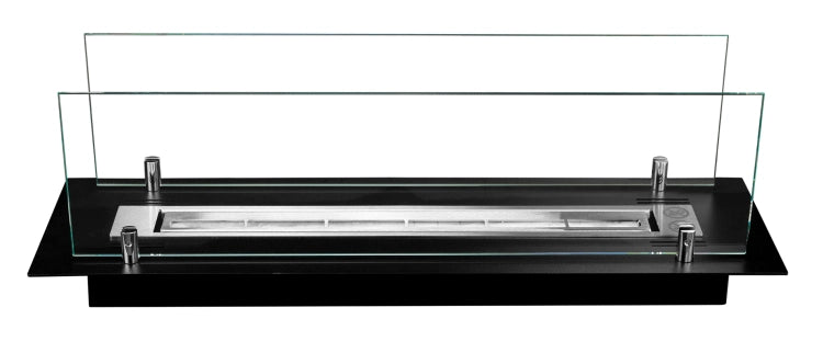 650 Built-In Bioethanol Fireplace Insert with Glass – Black