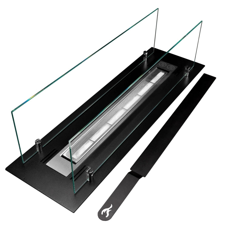 650 Built-In Bioethanol Fireplace Insert with Glass – Black