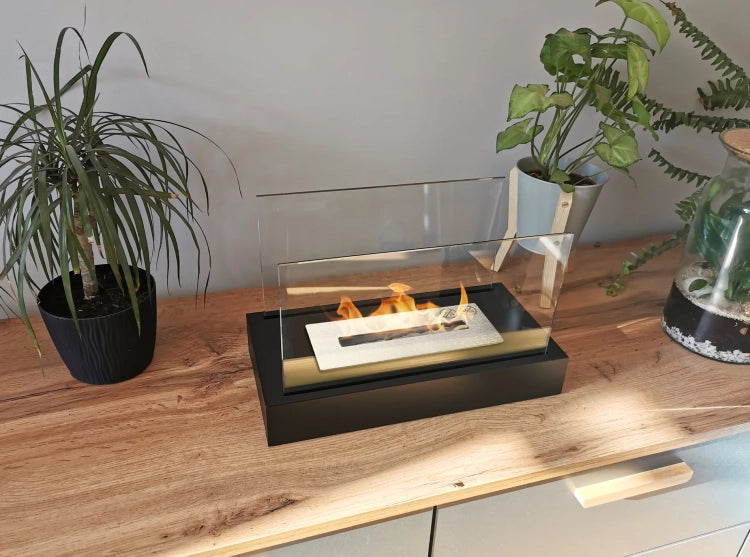 Glow Freestanding Bioethanol Fireplace – Black