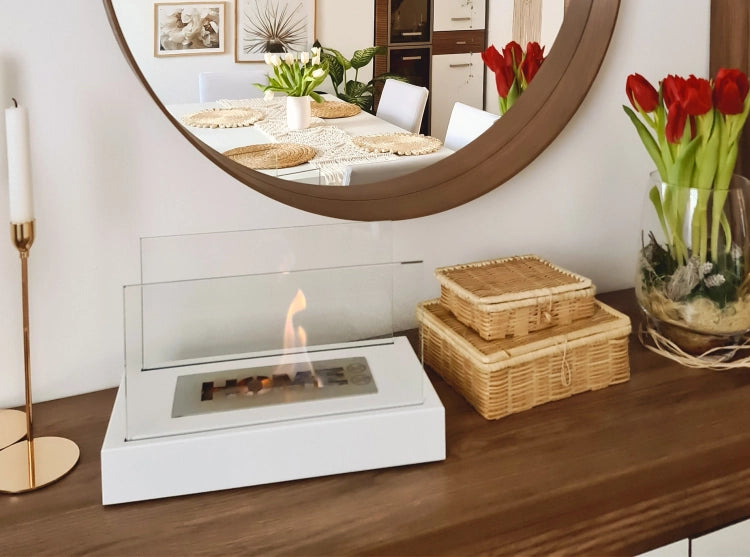 Home Freestanding Bioethanol Fireplace – White
