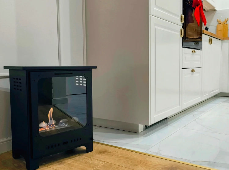 Koza Mini Freestanding Bioethanol Fireplace – Black