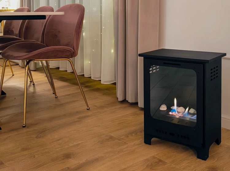 Koza Mini Freestanding Bioethanol Fireplace – Black