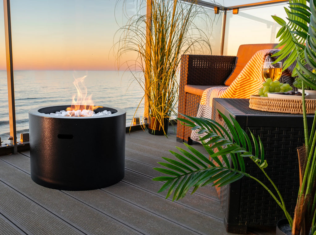 Bioethanol Fireplace freestanding Moon black matte