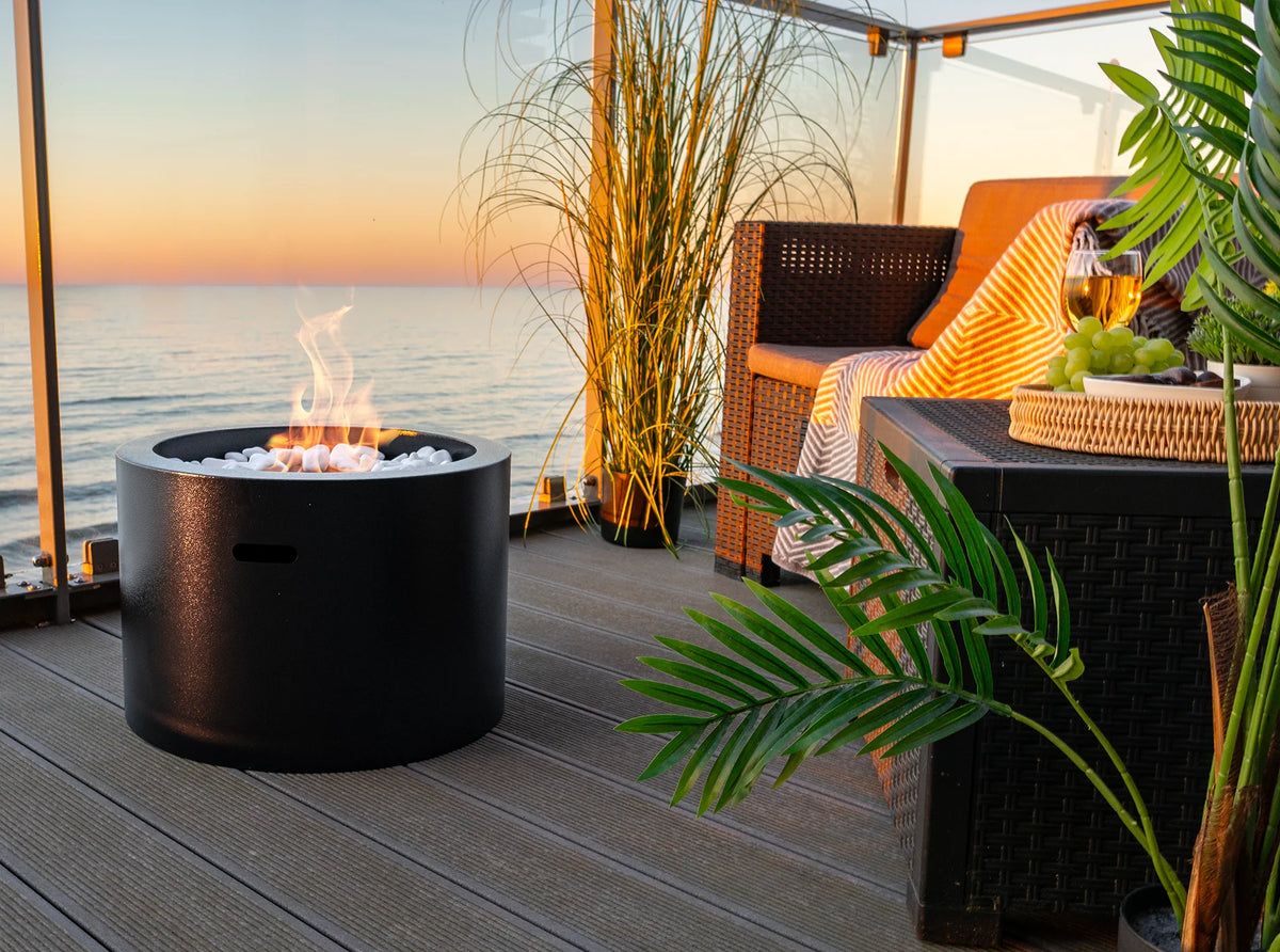 Bioethanol Fireplace freestanding Moon black matte