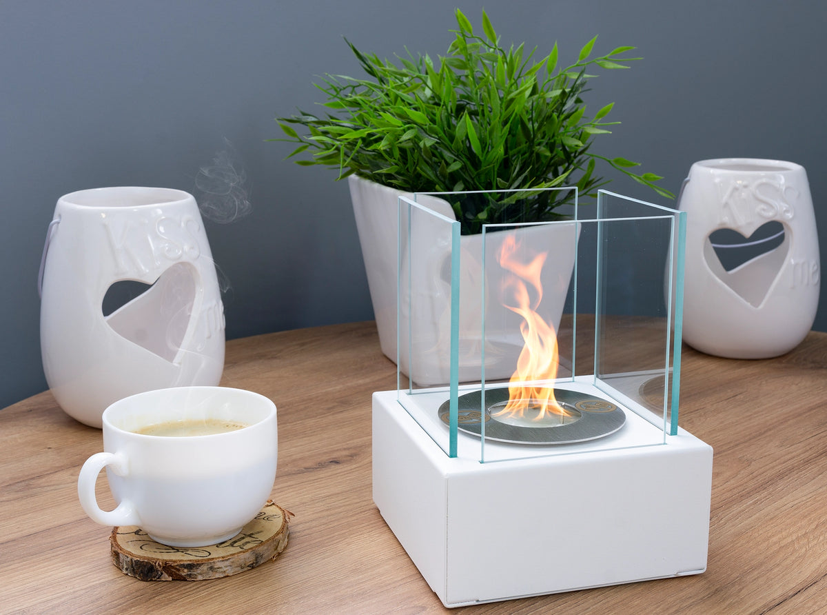 Bioethanol Fireplace freestanding Smart white structural matte