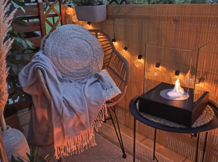 Sunset Garden Mini Freestanding Bioethanol Fireplace – Black