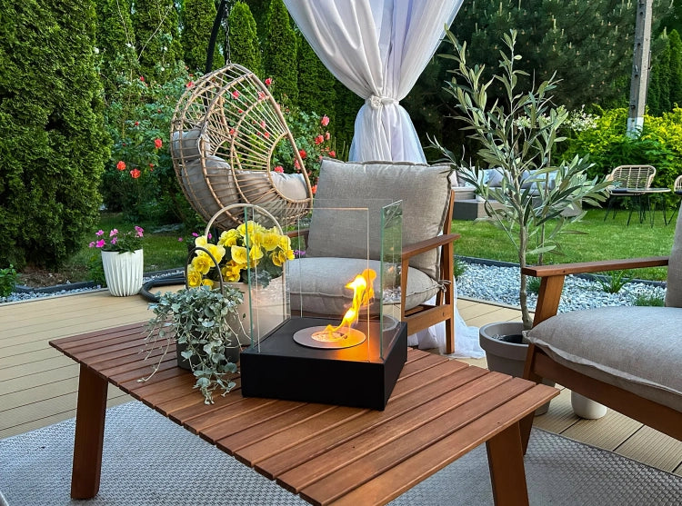 Sunset Garden Mini Freestanding Bioethanol Fireplace – Black