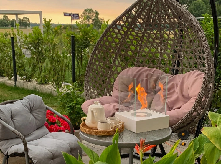Sunset Garden Mini Freestanding Bioethanol Fireplace – White
