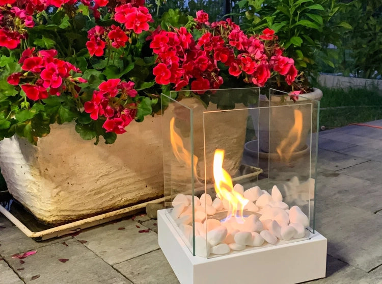 Sunset Garden Mini Freestanding Bioethanol Fireplace – White
