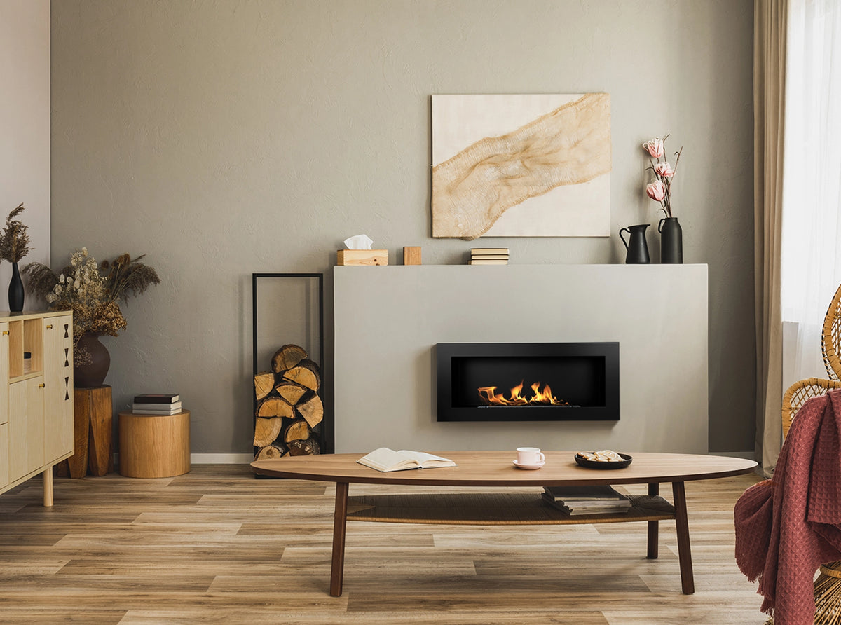 Bioethanol Fireplace hanging 900x400 black structural matte
