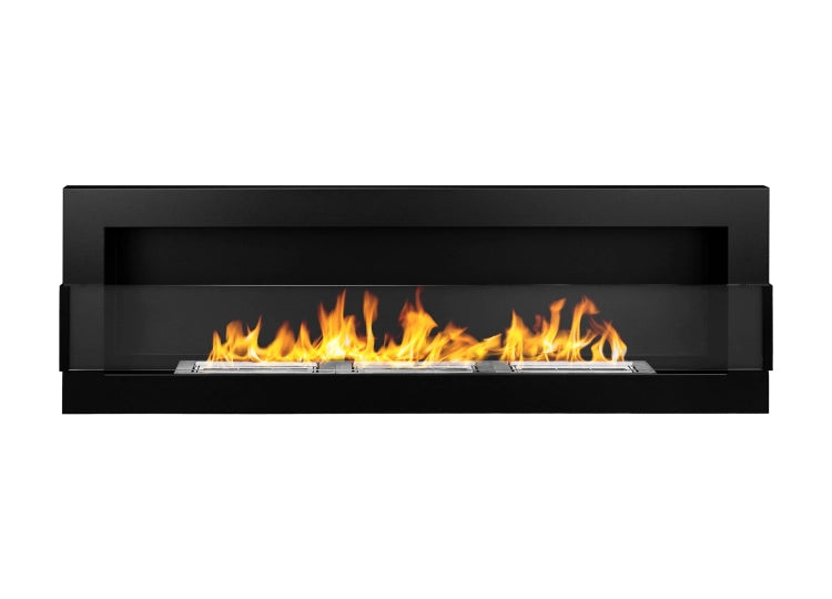1200 Wall-Mounted Bioethanol Fireplace with Glass – Black