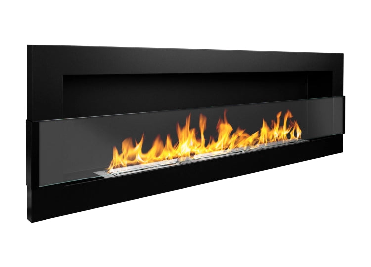 1200 Wall-Mounted Bioethanol Fireplace with Glass – Black