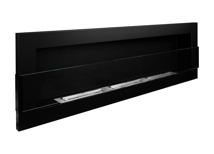 1200 Wall-Mounted Bioethanol Fireplace with Glass – Black