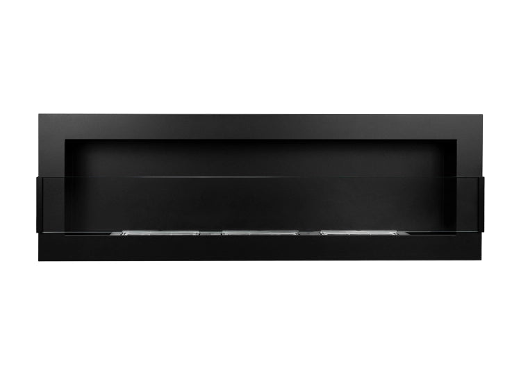 1200 Wall-Mounted Bioethanol Fireplace with Glass – Black