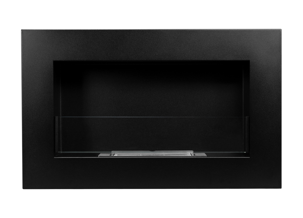 Box 650 Wall-Mounted Bioethanol Fireplace with Glass – Black