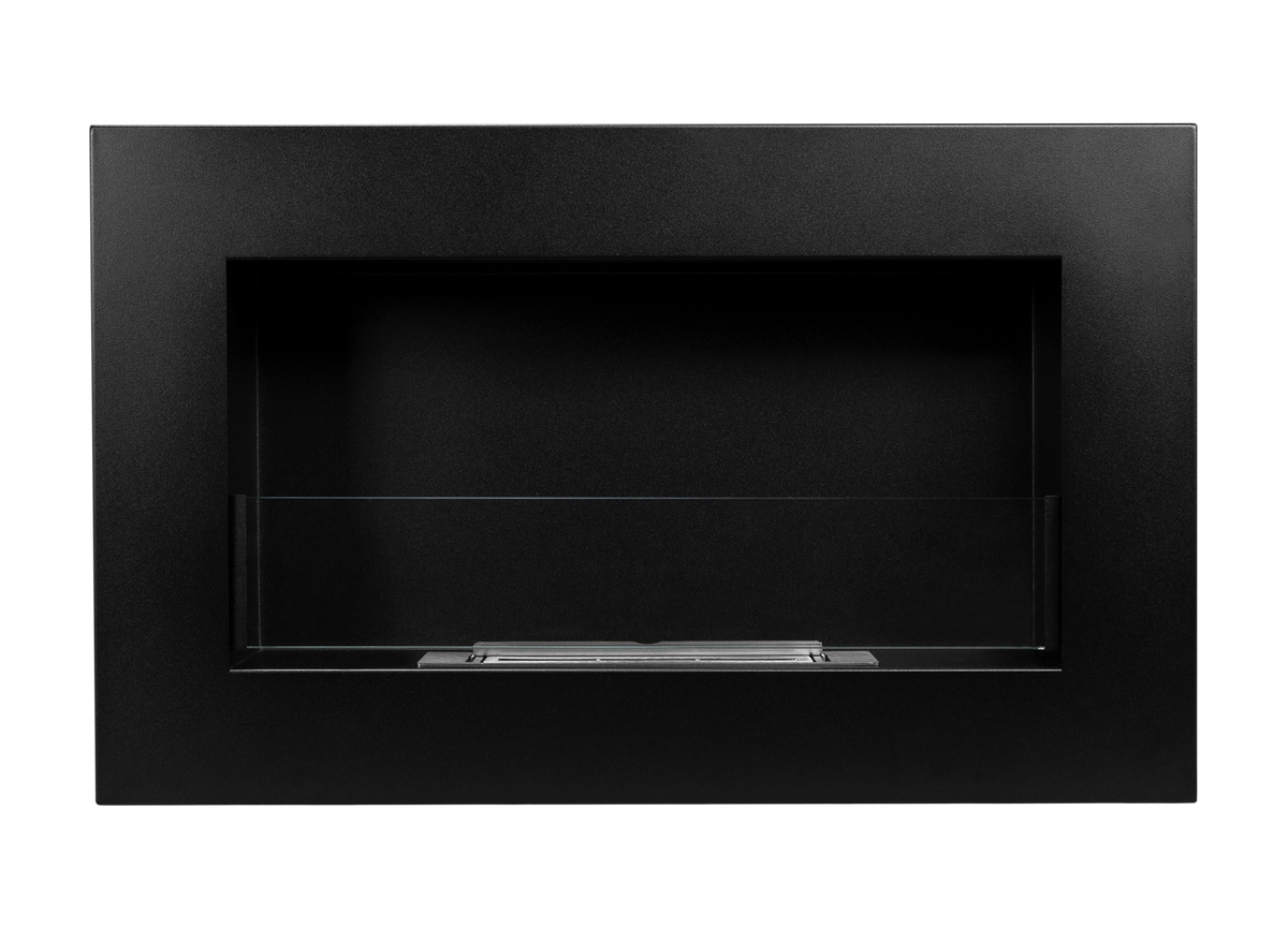 Box 650 Wall-Mounted Bioethanol Fireplace with Glass – Black