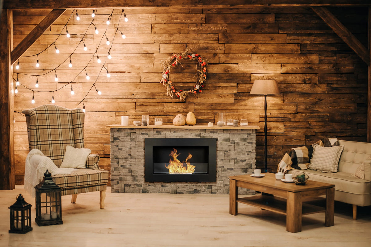 Slim 650 Wall-Mounted Bioethanol Fireplace with Glass – Black