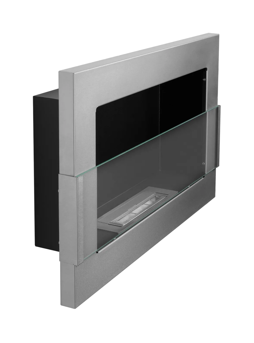 650 Wall-Mounted Bioethanol Fireplace with Glass – Inox Silver