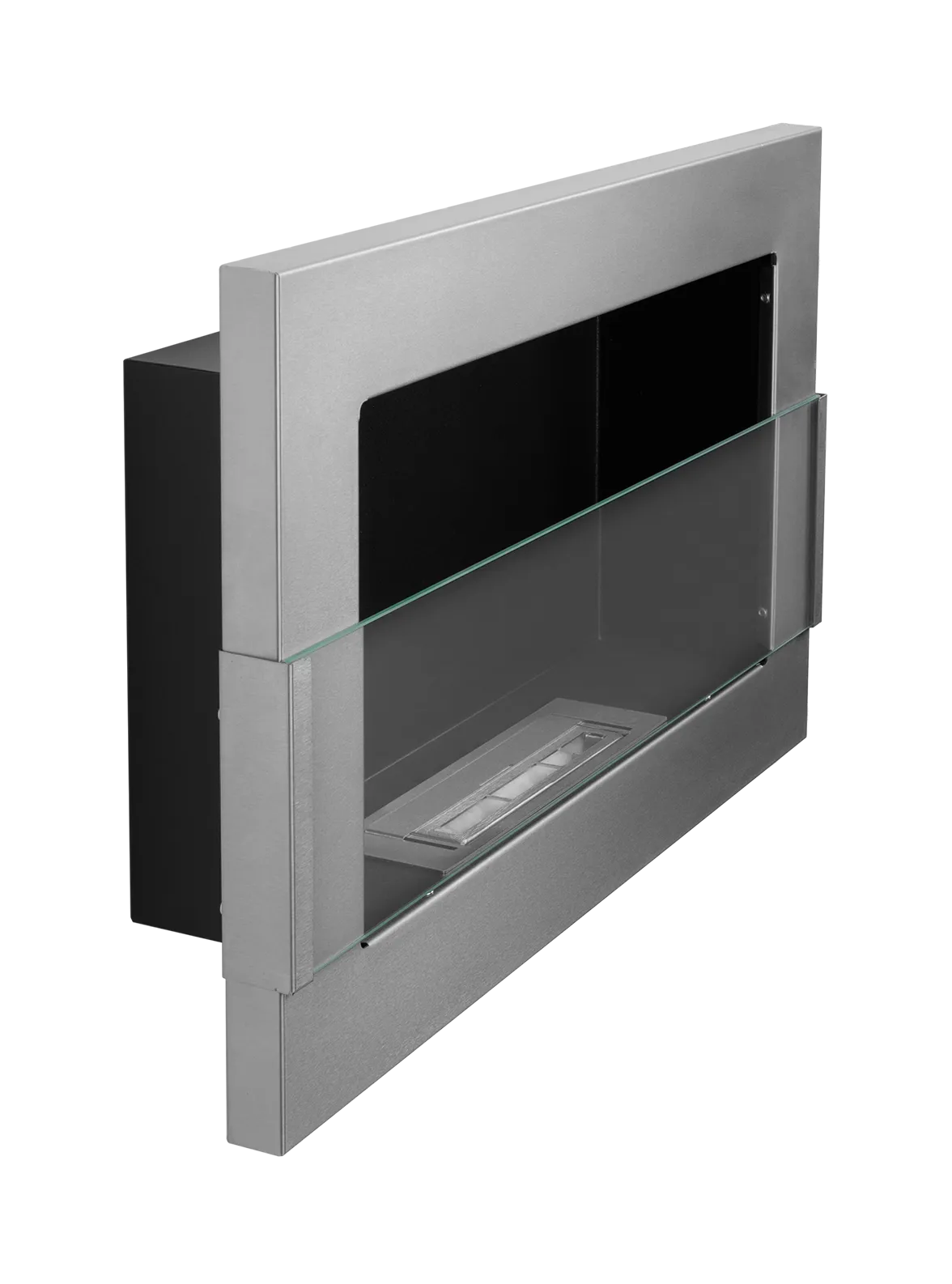 650 Wall-Mounted Bioethanol Fireplace with Glass – Inox Silver