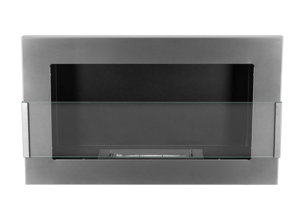 650 Wall-Mounted Bioethanol Fireplace with Glass – Inox Silver