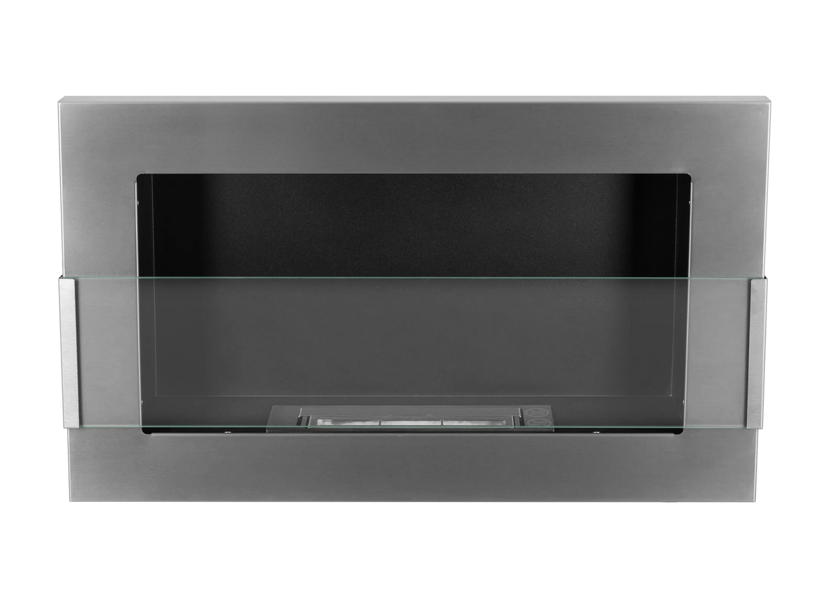 650 Wall-Mounted Bioethanol Fireplace with Glass – Inox Silver