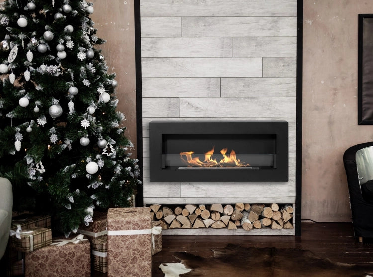 Box 900 Wall-Mounted Bioethanol Fireplace with Glass – Black