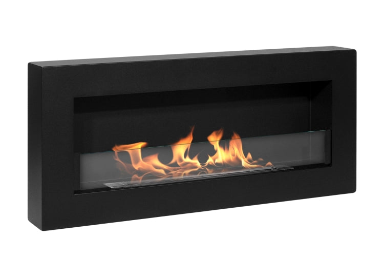 Box 900 Wall-Mounted Bioethanol Fireplace with Glass – Black