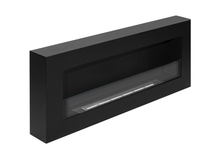 Box 900 Wall-Mounted Bioethanol Fireplace with Glass – Black
