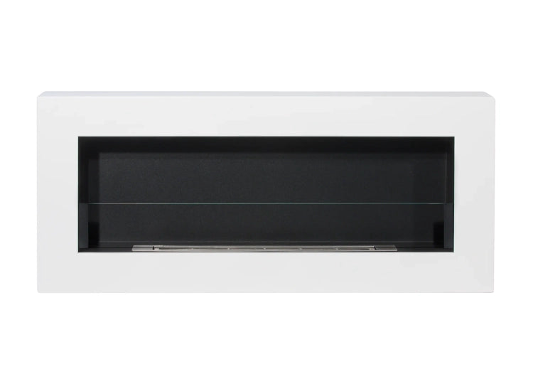 Box 900 Wall-Mounted Bioethanol Fireplace with Glass – White