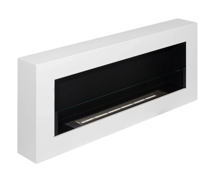 Box 900 Wall-Mounted Bioethanol Fireplace with Glass – White