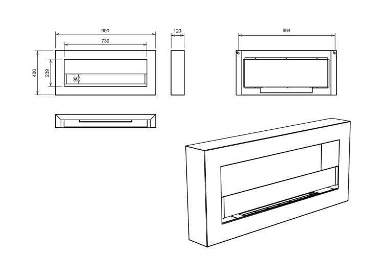 Box 900 Wall-Mounted Bioethanol Fireplace with Glass – White
