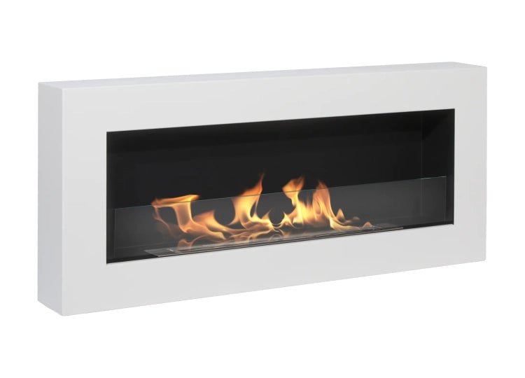Box 900 Wall-Mounted Bioethanol Fireplace with Glass – White