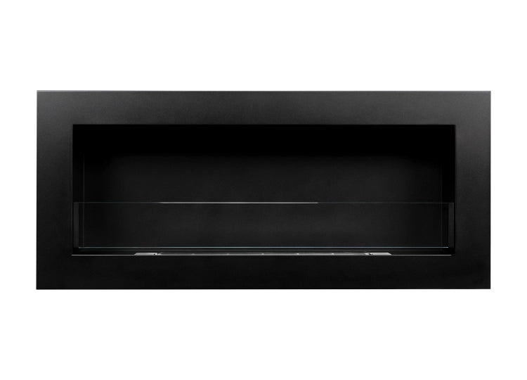 Slim 900 Wall-Mounted Bioethanol Fireplace with Glass – Black