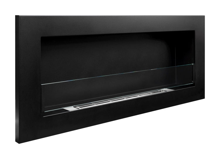 Slim 900 Wall-Mounted Bioethanol Fireplace with Glass – Black