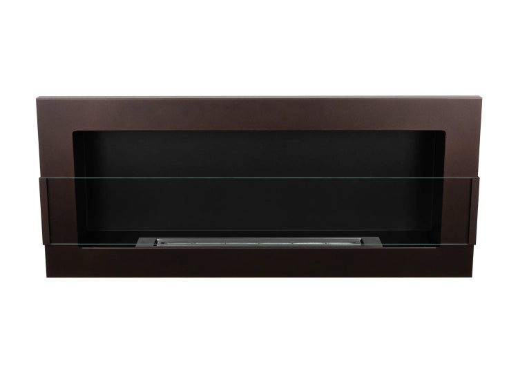 900 Wall-Mounted Bioethanol Fireplace with Glass – Brown