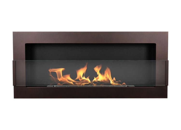 900 Wall-Mounted Bioethanol Fireplace with Glass – Brown