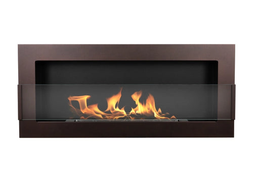 900 Wall-Mounted Bioethanol Fireplace with Glass – Brown