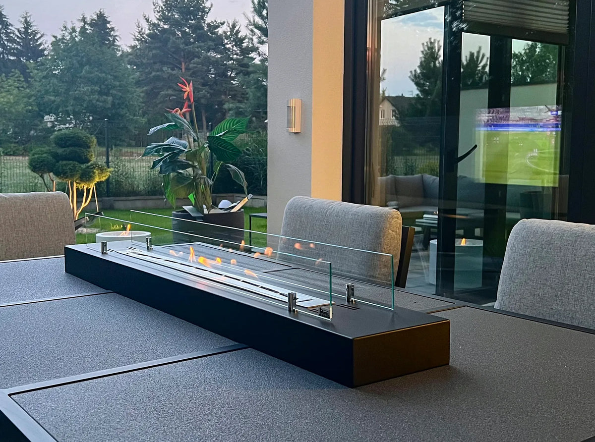 Bioethanol Fireplace freestanding with glass 1200 black matte