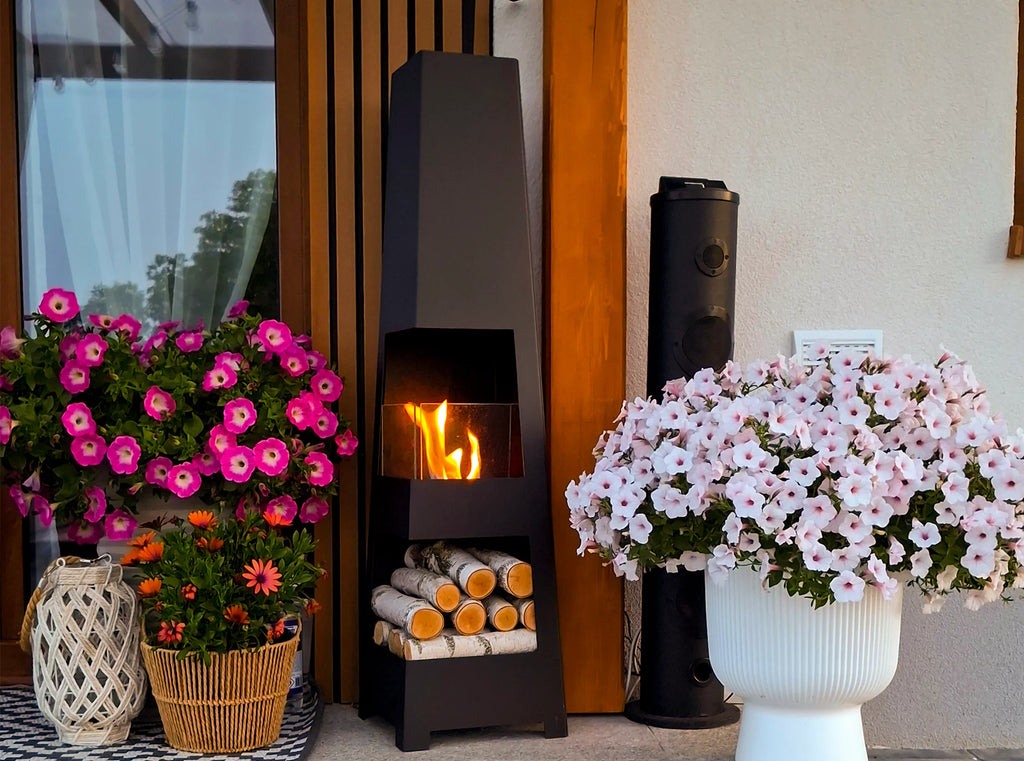 Pyramid Garden Freestanding Bioethanol Fireplace – Black
