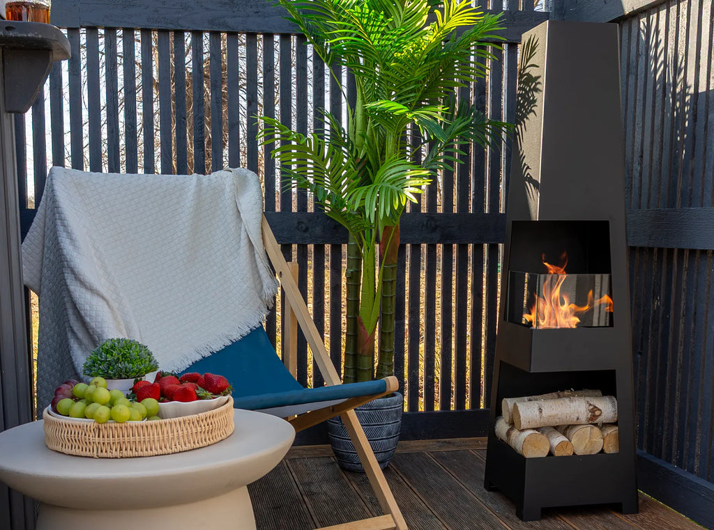 Pyramid Garden Freestanding Bioethanol Fireplace – Black