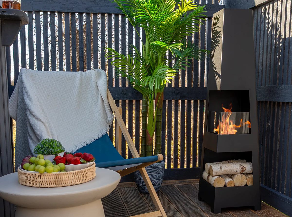 Pyramid Garden Freestanding Bioethanol Fireplace – Black