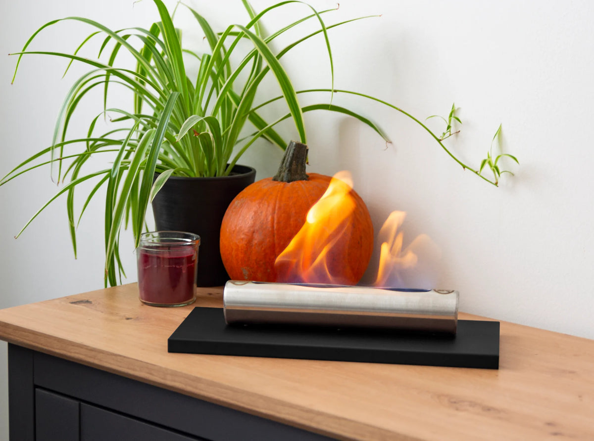 Bioethanol Fireplace freestanding Stainless black gloss