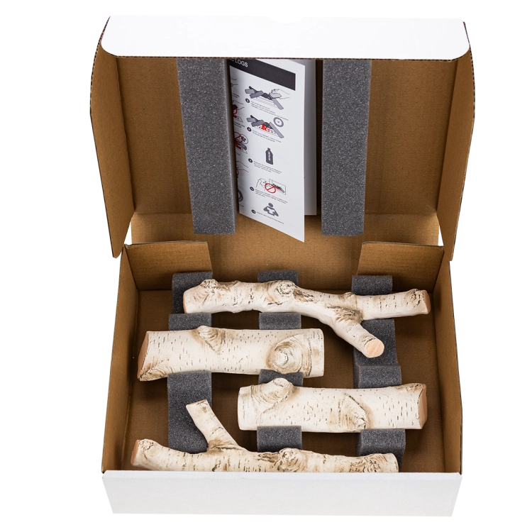 Birch-Effect Ceramic Fireplace Logs